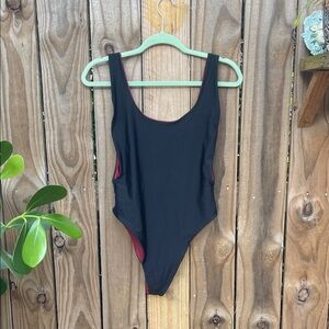 Aerie Black/ Red One-Piece Reversible Swimsuit